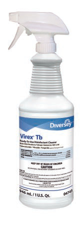 Diversey™ Virex® Tb Surface Disinfectant Cleaner Quaternary Based Pump Spray Liquid 32 oz. Bottle Lemon Scent NonSterile