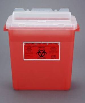 Sharps Container Bemis™ Sentinel Translucent Red Base 15 H X 13-7/8 L X 6-7/8 W Inch Horizontal Entry 3 Gallon