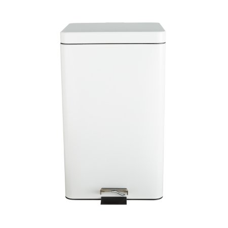 Trash Can with Plastic Liner McKesson 32 Quart Square White Steel Step On