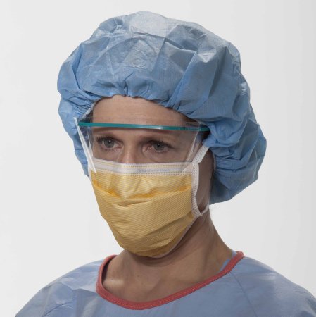 Surgical Mask FluidShield Anti-fog Foam Pleated Tie Closure One Size Fits Most Orange NonSterile ASTM Level 3 Adult