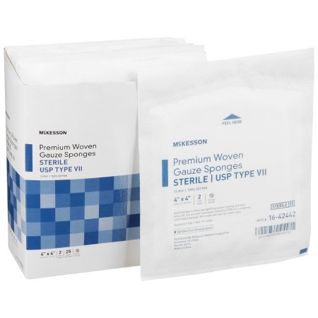 Gauze Sponge McKesson 4 X 4 Inch 2 per Pack Sterile 12-Ply Square