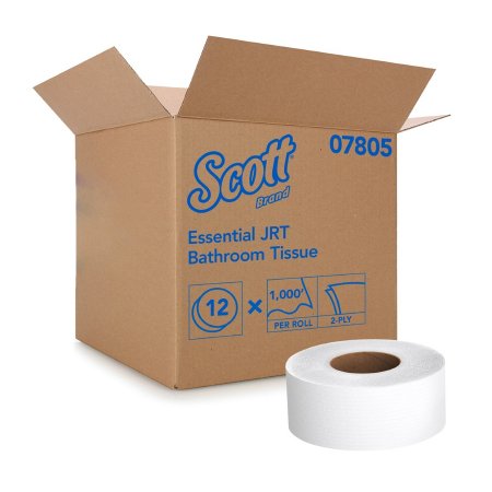 Toilet Tissue Scott® Essential JRT White 2-Ply Jumbo Size Cored Roll Continuous Sheet 3-11/20 Inch X 1000 Foot