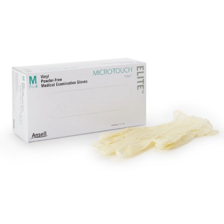 Exam Glove Micro-Touch® Elite® Medium NonSterile Stretch Vinyl Standard Cuff Length Smooth Ivory Not Rated