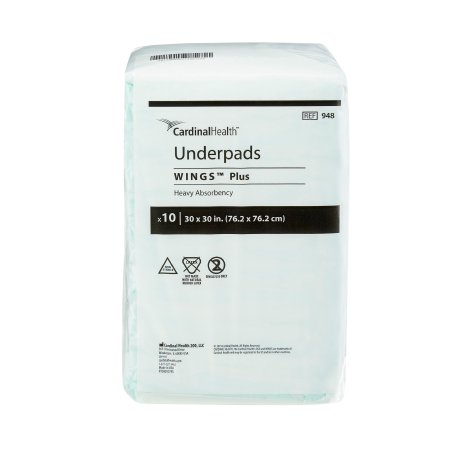 Disposable Underpad Wings™ Plus 30 X 30 Inch Fluff / Polymer Heavy Absorbency