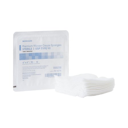 Gauze Sponge McKesson 4 X 4 Inch 10 per Tray Sterile 16-Ply Square