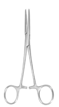 Hemostatic Forceps McKesson Argent™ Kelly 5-1/2 Inch Length Surgical Grade Stainless Steel NonSterile Ratchet Lock Finger Ring Handle Straight