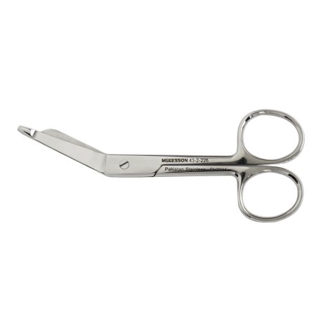 Bandage Scissors McKesson Lister 4-1/2 Inch Office Grade Stainless Steel NonSterile Finger Ring Handle Angled Blunt Tip / Blunt Tip