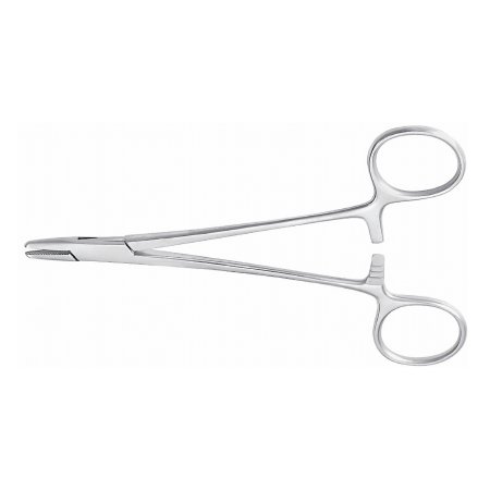 Needle Holder McKesson 5-1/2 Inch Length Serrated Jaws Finger Ring Handle