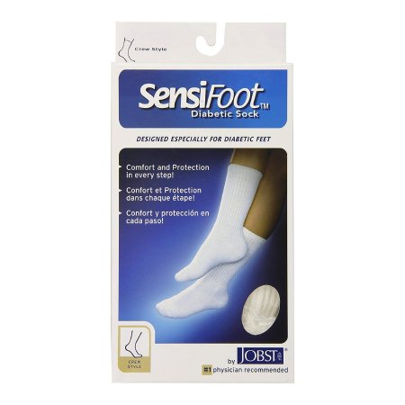 Diabetic Compression Socks JOBST® Sensifoot™ Crew Large White Closed Toe