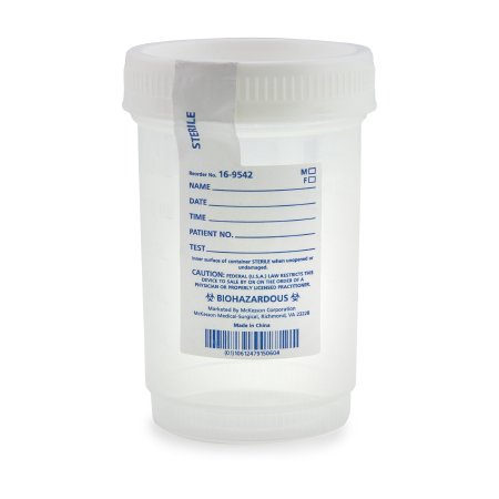 Specimen Container for Pneumatic Tube Systems McKesson 120 mL (4 oz.) Screw Cap Sterile