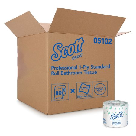 Toilet Tissue Scott® Essential White 1-Ply Standard Size Cored Roll 1210 Sheets 4 X 4-1/10 Inch