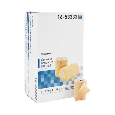 Cohesive Bandage McKesson 3 Inch X 5 Yard Self-Adherent Closure Tan Sterile Standard Compression