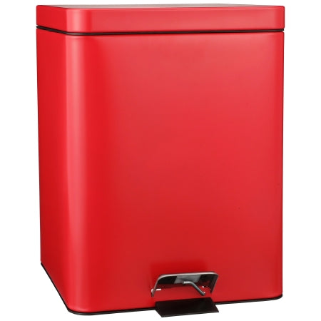 Trash Can with Plastic Liner McKesson 20 Quart Square Red Steel Step On