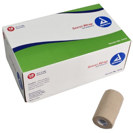 Cohesive Bandage Sensi-Wrap 4 Inch X 5 Yard Self-Adherent Closure Tan NonSterile Standard Compression