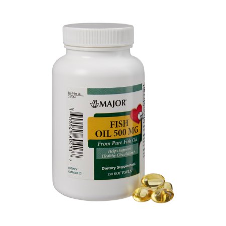 Omega 3 Supplement Major® Fish Oil 500 mg Strength Softgel 130 per Bottle