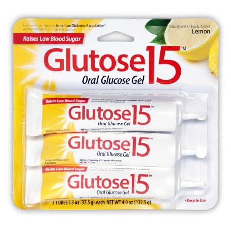 Glucose Supplement Glutose 15™ 3 per Pack Gel Lemon Flavor