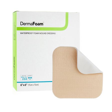 Foam Dressing DermaFoam® 6 X 6 Inch Without Border Waterproof Backing Nonadhesive Square Sterile