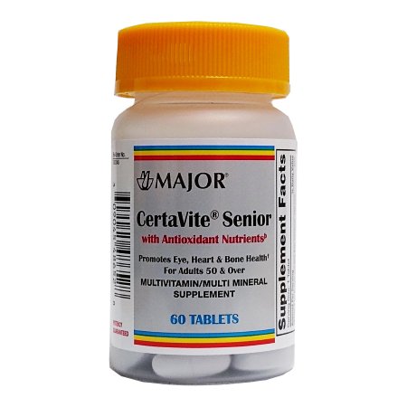 Multivitamin Supplement CertaVite® Senior Vitamin A / Ascorbic Acid / Calcium 2500 IU - 220 mg - 60 mg Strength Tablet 60 per bottle