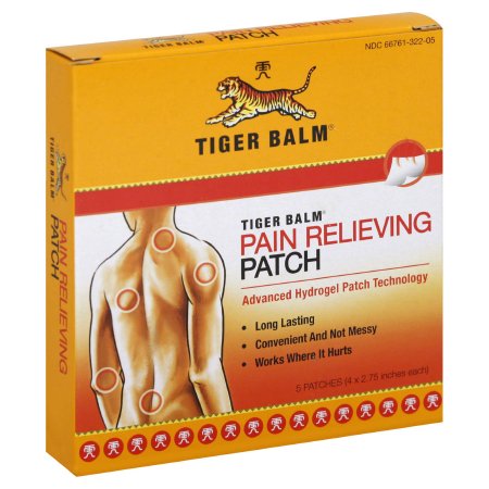 Topical Pain Relief Tiger Balm® 80 mg - 24 mg - 16 mg Strength Camphor / Menthol / Capsaicin Patch 5 per Box