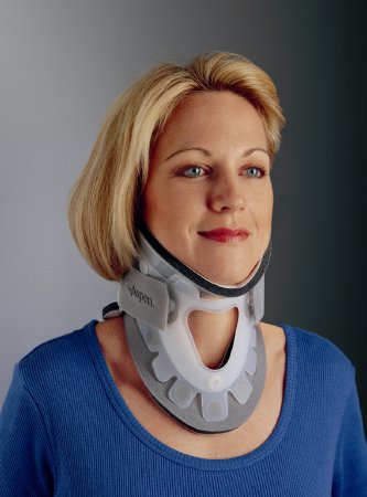 Rigid Cervical Collar with Replacement Pads ProCare® Transitional 172 Preformed Adult Regular Two-Piece / Trachea Opening 3 Inch Height 13 to 22 Inch Neck Circumference