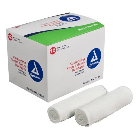 Conforming Bandage Dynarex 4 Inch X 4.1 Yard 12 per Pack NonSterile Roll Shape