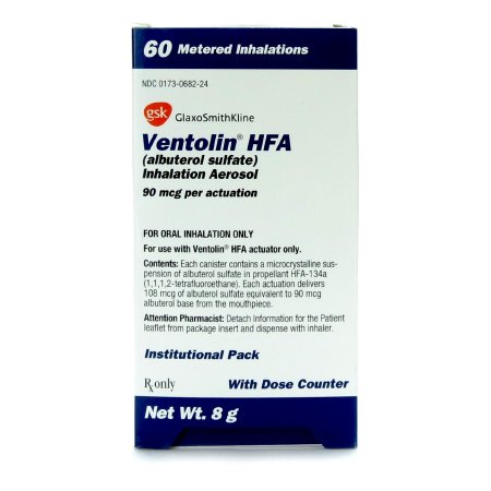 Ventolin™ HFA Albuterol Sulfate 90 mcg Aerosol Metered-Dose Inhaler 8 Grams 60 Doses