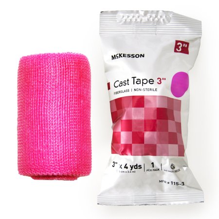 Cast Tape McKesson 3 Inch X 12 Foot Fiberglass Pink