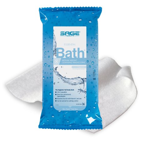 Rinse-Free Bath Wipe Essential Bath® Medium Weight Soft Pack Purified Water / Methylpropanediol / Glycerin / Aloe Scented 8 Count