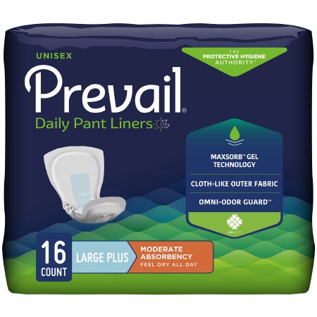 Bladder Control Pad Prevail® Daily Pant Liners 28 Inch Length Moderate Absorbency Polymer Core Large Plus