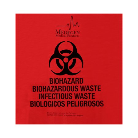 Biohazard Waste Bag Medegen Medical Products 20 to 30 gal. Red Bag Polyethylene 30 X 36 Inch