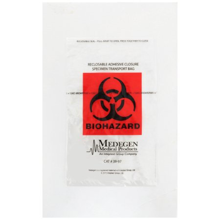 Specimen Transport Bag with Document Pouch McKesson 6 X 9 Inch Adhesive Closure Biohazard Symbol NonSterile