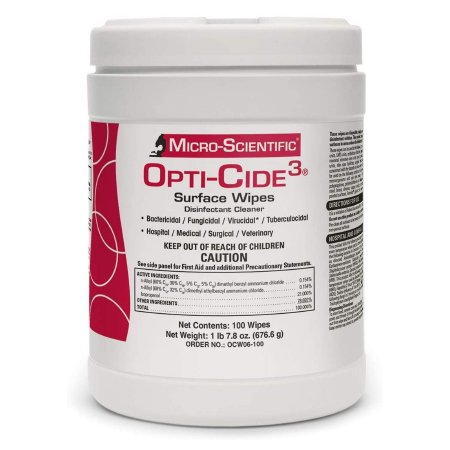 Opti-Cide3® Surface Disinfectant Cleaner Premoistened Broad Spectrum Manual Pull Wipe 100 Count Canister Alcohol Scent NonSterile