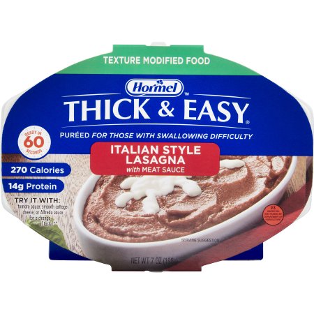 Thickened Food Thick & Easy® Purees 7 oz. Tray Italian Style Beef Lasagna Flavor Puree IDDSI Level 2 Mildly Thick