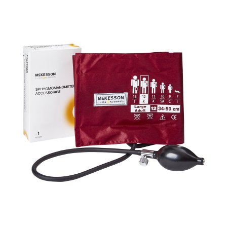 Reusable Blood Pressure Cuff and Bulb McKesson LUMEON™ 34 to 50 cm Arm Nylon Cuff Large Adult Cuff