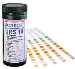 Urinalysis Reagent Accutest® URS Series Bilirubin, Blood, Glucose, Ketone, Leukocytes, Nitrite, pH, Protein, Specific Gravity, Urobilinogen For Visual Reading / Accutest 500 Urine Analyzer