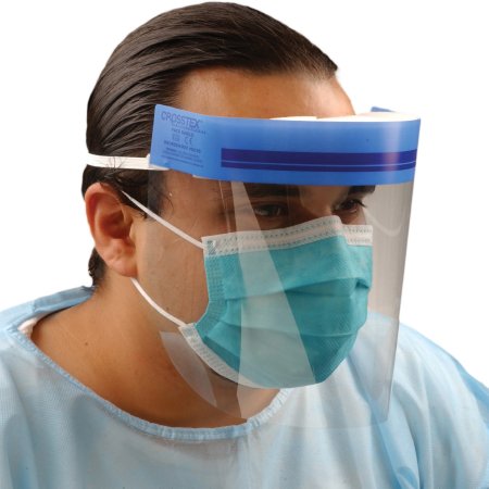 Wraparound Face Shield Crosstex® One Size Fits Most 3/4 Length Anti-fog Disposable NonSterile