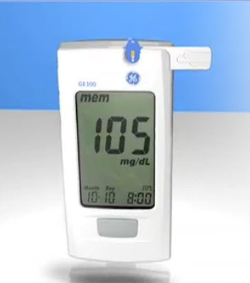 Blood Glucose Meter GE100 5 Second Results Stores up to 500 Results No Coding Required