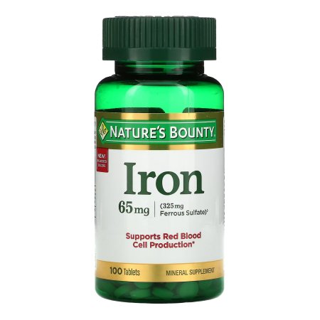 Mineral Supplement Nature's Bounty® Iron 65 mg Strength Tablet 100 per Bottle