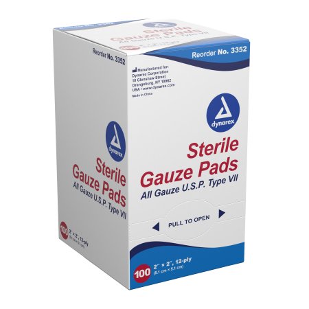 Gauze Sponge Dynarex® 2 X 2 Inch 1 per Pack Sterile 12-Ply Square