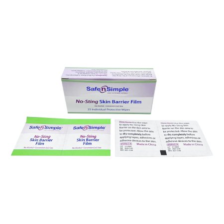 Skin Barrier Wipe Safe N Simple™ No-Sting 60% / 20% Strength Purified Water / Polyvinylpyrrolidone / Glycerin / Propylene Glycol Individual Packet Sterile