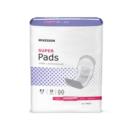 Bladder Control Pad McKesson Super 8-1/2 Inch Length Moderate Absorbency Polymer Core One Size Fits Most