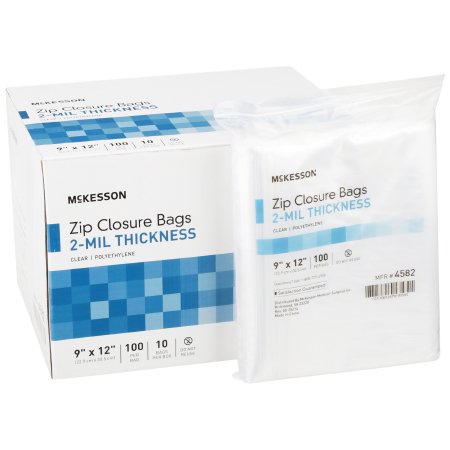 Reclosable Bag McKesson 9 X 12 Inch Polyethylene Clear Zipper Closure