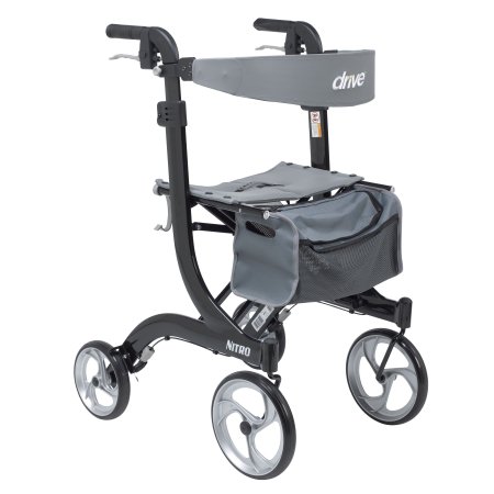 4 Wheel Rollator drive™ Nitro Black Adjustable Height / Tall / Folding Aluminum Frame