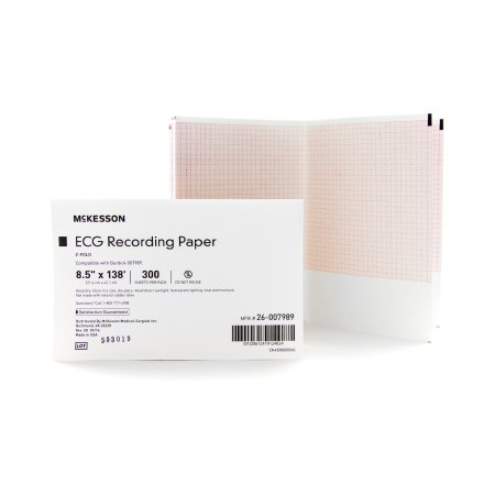 Diagnostic Recording Paper McKesson Thermal Paper 8-1/2 Inch X 138 Foot Z-Fold Red Grid