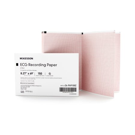 Diagnostic Recording Paper McKesson Thermal Paper 8.27 Inch X 69 Foot Z-Fold Red Grid