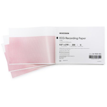 Diagnostic Recording Paper McKesson Thermal Paper 8-1/2 Inch X 275 Foot Z-Fold Red Grid