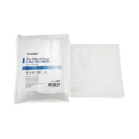 Reclosable Bag McKesson 12 X 12 Inch Polyethylene Clear Zipper Closure