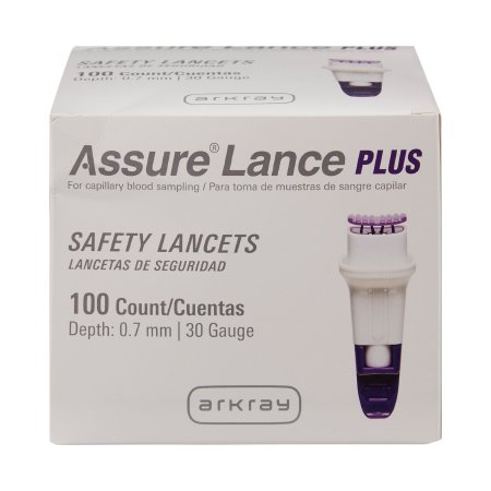 Safety Lancet Assure® 30 Gauge Protective Safety Cap Push Button Activation Finger