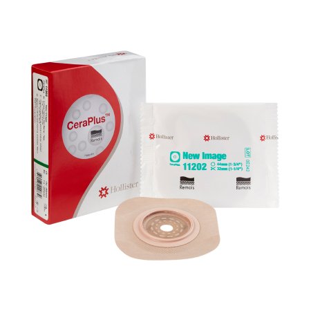 Ostomy Barrier New Image™ CeraPlus™ Trim to Fit, Extended Wear Adhesive Tape Borders 44 mm Flange Green Code System 1-1/4 Inch Opening